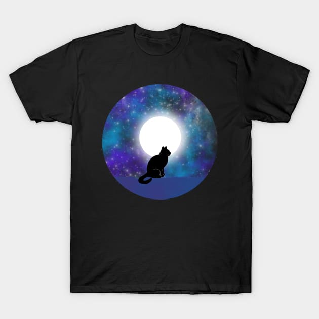 Black Cat Silhouette T-Shirt by Daskind